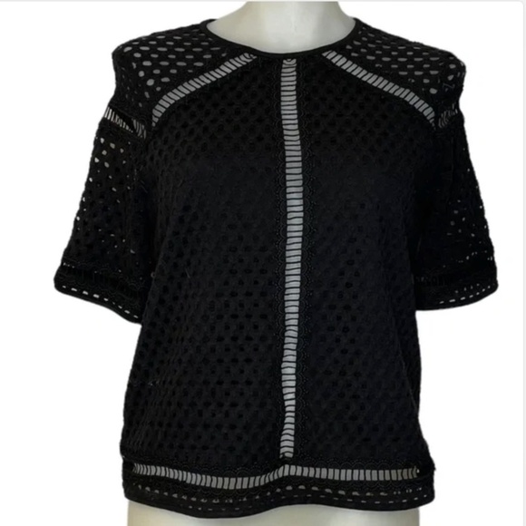 Black eyelet lace blouse 🤍 - Picture 1 of 5